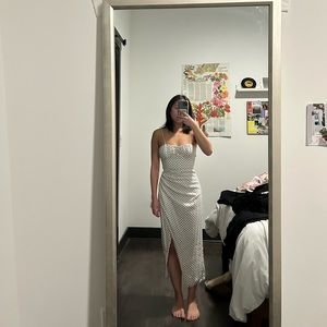 Polka dot Zara linen midi dress